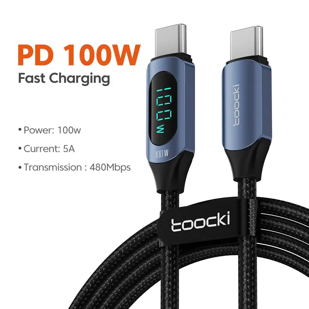 Toocki 100W Type C to Type C Cable - PD Fast Charging and Data Transfer