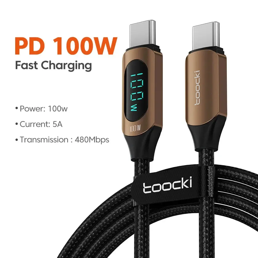 Toocki 100W Type C to Type C Cable - PD Fast Charging and Data Transfer