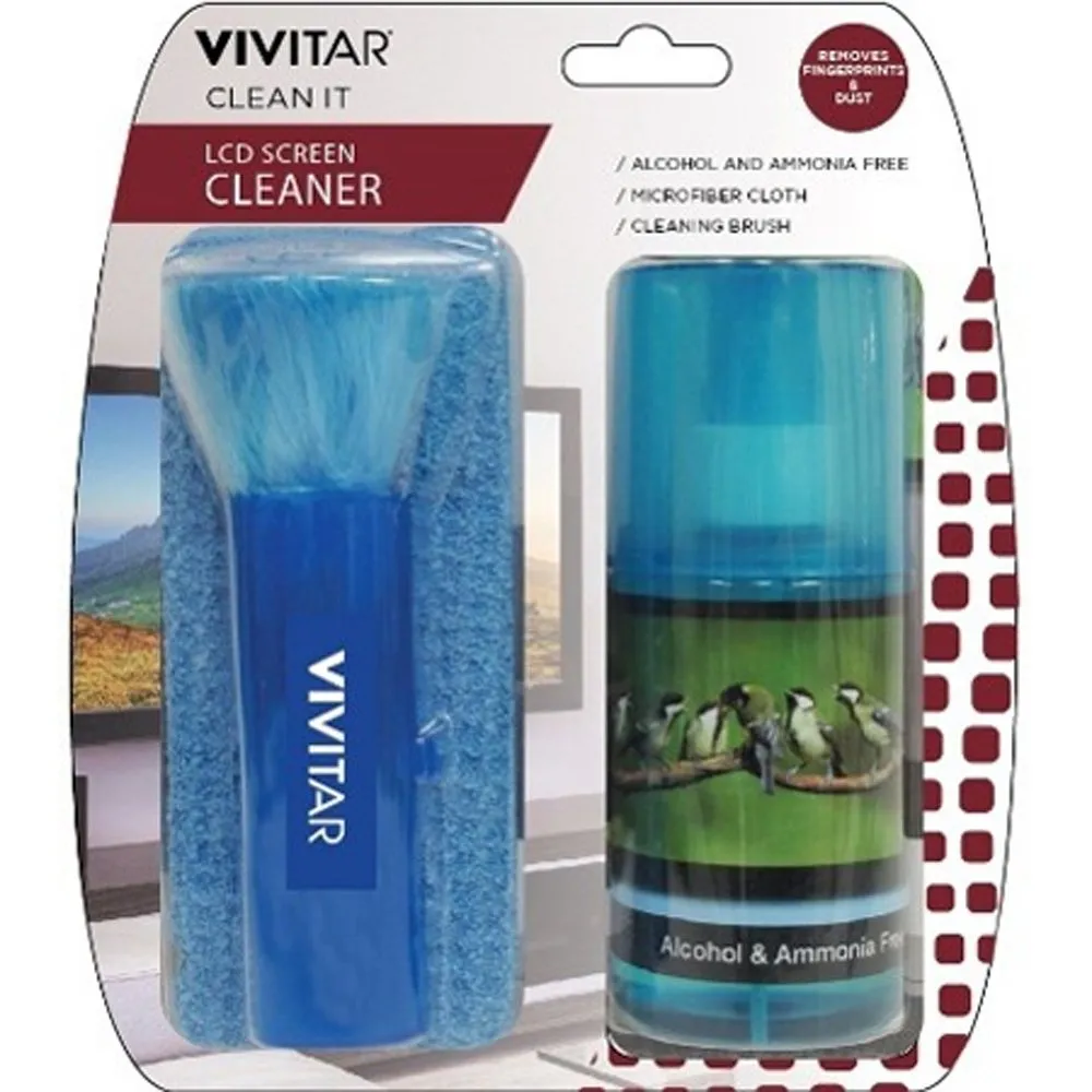 Vivitar LCD Cleaning Kit with Alcohol Free Cleaning Fluid, Micro Fiber Cloth and Cleaning Brush