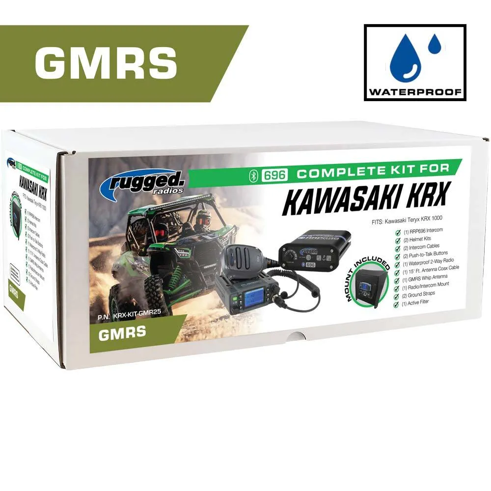 *Waterproof GMRS Radio* Kawasaki Teryx KRX 1000 Complete UTV Communication Kit